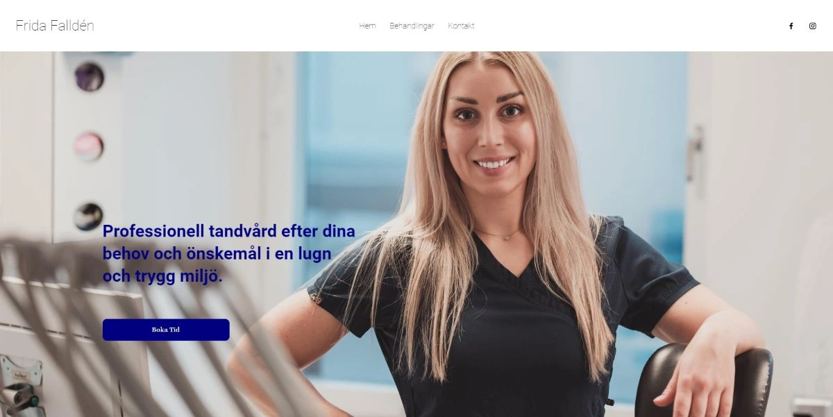 Webbplats för Frida Fallden — personlig webbdesign